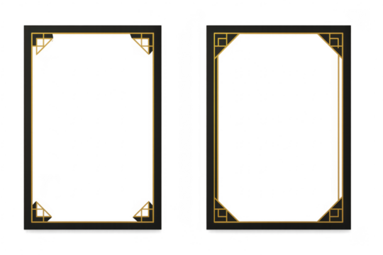 Art deco style black and gold border frames