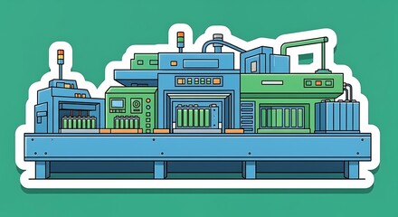 Detailed Illustration of a Complex Industrial Machine with Intricate Components.