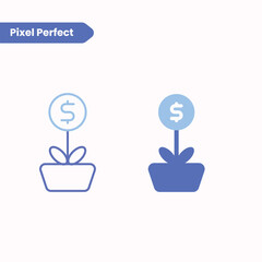 Minimalist coin with plant icon featuring a growing plant on a coin, symbolizing finance, investment, savings, and eco-friendly money concepts. Perfect for apps, websites, fintech, and sustainable fin