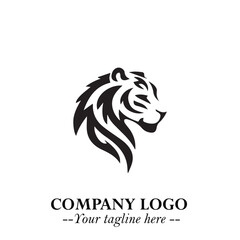Head of Tiger Logo Symbol in Black on the White Background with Bold and Minimalist Style