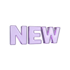 Stylish modern lavender 'NEW' 3D lettering