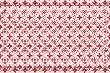 Elegant red geometric pattern with intricate floral details, showcasing timeless craftsmanship and refined symmetry — perfect for textiles, cultural designs, or decorative art projects.