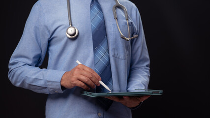 Doctor Using Digital Tablet with Stylus for Modern Health Care