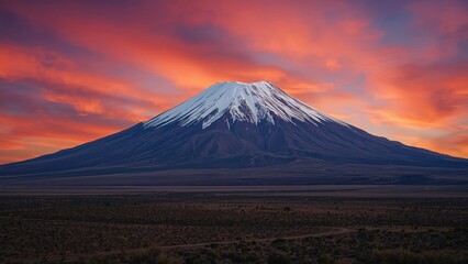 Steep moon-like volcanic slopes of a mountain, the highest peak of a country sky, travel, nature, landscape, Japan, moon, red, vacation, desert, adventure