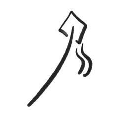 墨絵のシンプルな凧　凧あげ・正月素材　モノクロ