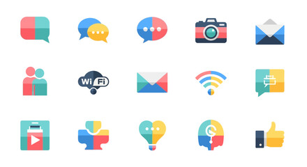 Fototapeta premium Vibrant collection of social media and communication icons 2.