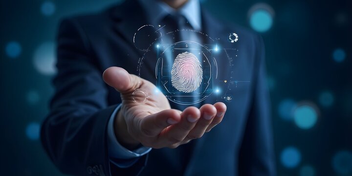 Futuristic illustration showing ai facial recognition, representing modern technology, artificial intelligence, and data innovation.