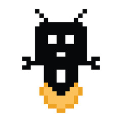 Cartoon pixel art humanoid robot learning toy robotic engineer bot machine business vector character automation electronic background 8 bit artificial intelligence design.