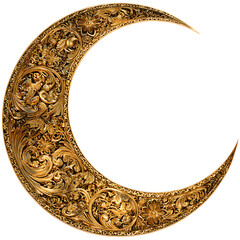 Elegant Gold Crescent Moon Decorative Ornament for Design Projects