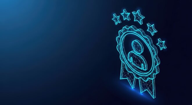 Digital award badge with stars for quality and excellence