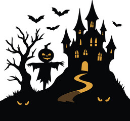 halloween background with haunted house