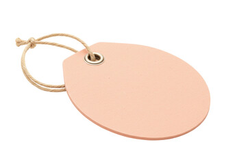 Isolated tag made of pink paperboard with cord, ready to customize and hang on product