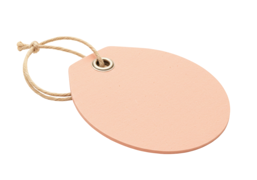 Isolated tag made of pink paperboard with cord, ready to customize and hang on product