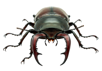 Isolated Majestic Stag Beetle with Impressive Mandibles and Exoskeleton on Display
