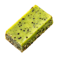 Vibrant Single Green Matcha Energy Bar on White Background for Healthy Snacking and Nutrition Concepts