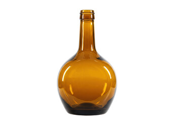 Isolated decorative empty bottle, amber colored, glass for liquid, oil or vinegar stock