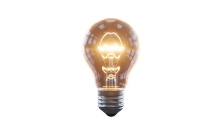 3d icon of classic light bulb glowing isolated on transparent background, symbol of idea and innovation