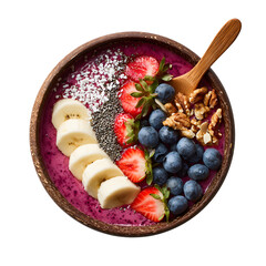 Colorful Smoothie Bowl on Transparent Background for Healthy Eating Concept