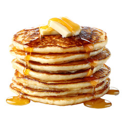 Delicious Stack of Classic Pancakes with Butter and Syrup Concept for Breakfast Menu Design