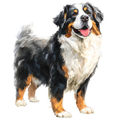 Realistic Standing Bernese Mountain Dog Smiling Portrait