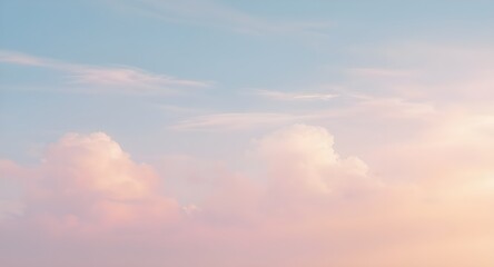 Fototapeta premium Soft pastel sky gradient with feathery clouds, cinematic minimal nature background in warm tones