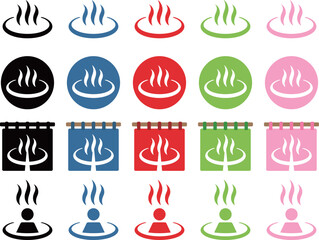 温泉マーク　アイコン　セット