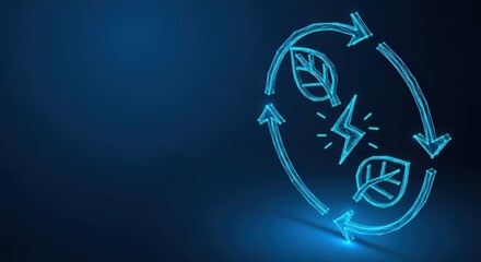 Renewable energy concept with eco friendly cycle and leaf