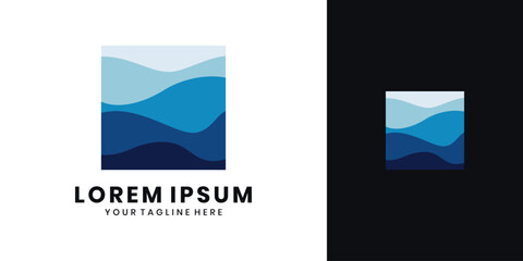 Ocean logo design. Blue water in a square shape.