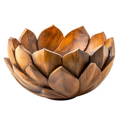 Elegant Wooden Bowl with Carved Petal Design for Stylish Home Decor