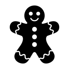 christmas gingerbread man icon Silhouette vector on white background