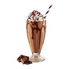 Delicious chocolate milkshake isolated on transparent background