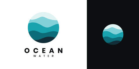 Ocean logo design. Blue water in a circle.