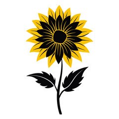 helianthus-tuberosus  flower silhouette vector on white background