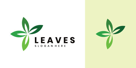 Leaf logo design template. Natural green leaf logo.