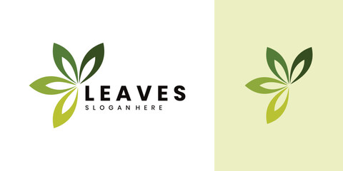 Leaf logo design template. Natural green leaf logo.