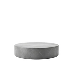 A simple gray circular platform against a stark black background in a minimalist composition style image on transparent background