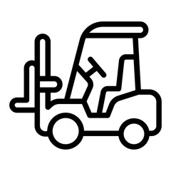 Forklift, warehouse truck line icon, manufacturing logistic concept, lifting vehicle, transporting sign on white background, outline style for mobile web design. Vector graphics.