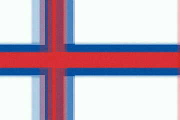 Obraz premium This stylized depiction uses a blurred effect on the Faroese flag, blending bold red and deep blue lines against a clean white field, creating a minimalist and patriotic visual