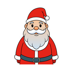 Cute cartoon santa claus illustration with red suit and white beard