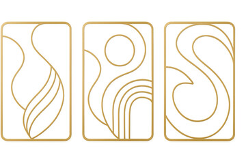 Naklejka premium Golden art deco panels forming abstract triptych