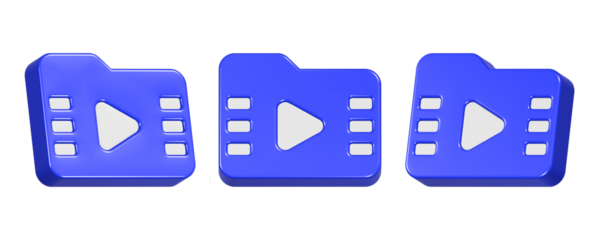 folder file video 3d rendering icon in blue color