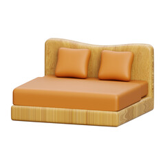 Bed 3d render illustration icon	

