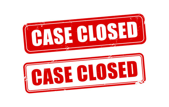 Case Closed Rubber Stamp Set Red Grunge Design for Legal Justice Final Decision Icon
