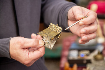 Vintage flea market with warm nostalgic mood