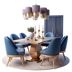 3d elegant dining room set with chandelier