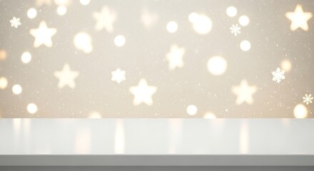 Christmas background with stars and blurred lights for product display mockup