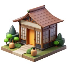 3d traditional japanese house miniature diorama