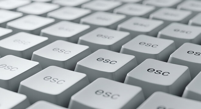 Close up of a computer keyboard with focus on the escape key button