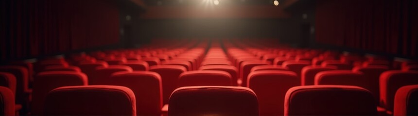 Fototapeta premium Red theater seat with a spotlight coming from the ceiling