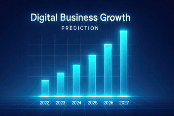 Fototapeta premium Digital Business Growth Prediction Bar Chart From 2022 To 2027 graph